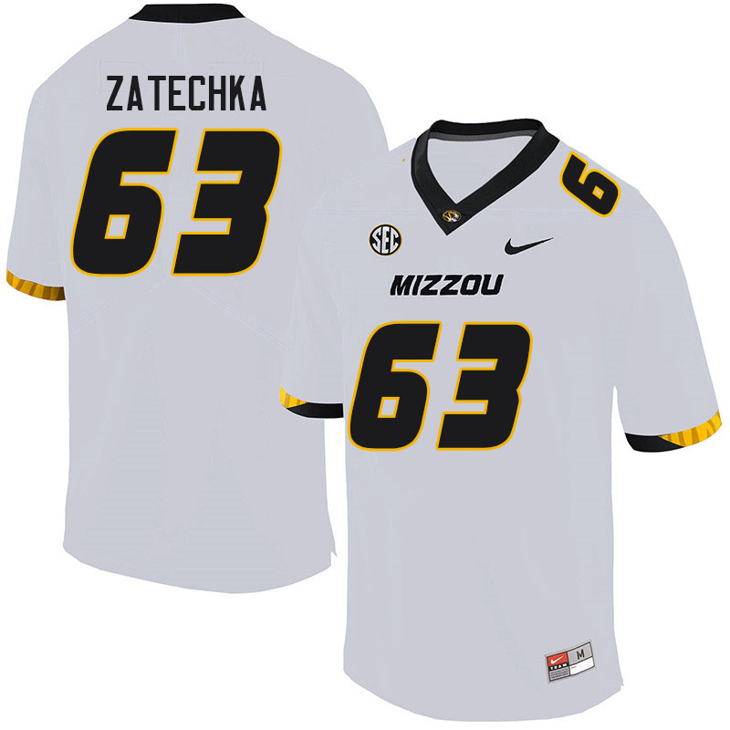 Men #63 Isaac Zatechka Missouri Tigers College Football Jerseys Sale-White - Click Image to Close